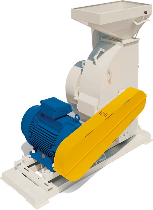 Hammer mill with wheelbase suction